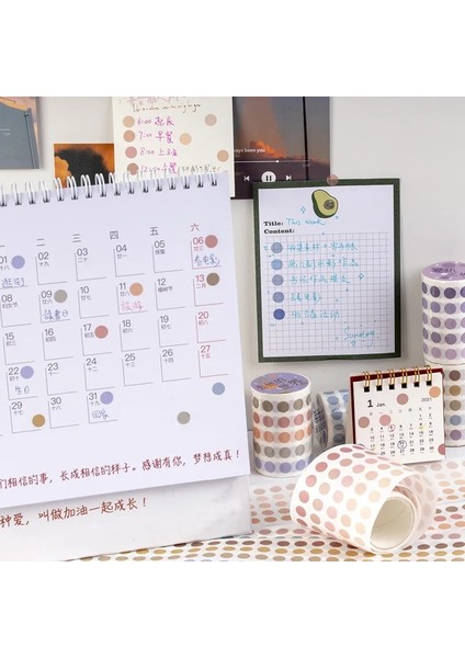 Qingyidemingzihuh Stili 6cm * 300CM Morandi Gradyan Renkli Nokta Washi Bant Sevimli Ins Edebi Tuz Kawaool Dergisi Sticker Scrapbooking Etiket Malzemeleri (Yurt Dışından)