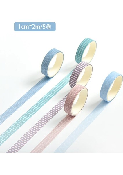 Qianmi Tarzı 5rollsbox Yaratıcı Maskeleme Bandı Seti Temel Desen Washi Bant Dıy Scrapbooking Günlüğü Dergisi Kırtasiye (Yurt Dışından)
