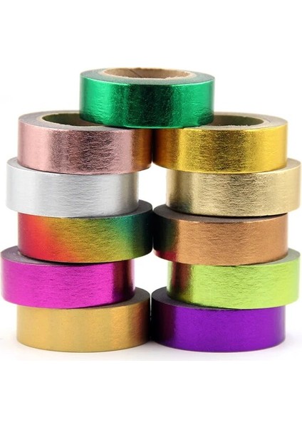 G235 Stili 1X15MM * 10M Altın Folyo Washi Bant Gümüşaltınbronzgülyeşilmor Renk Japon Kawaii Dıyscrapbooking Araçları Maskeleme Bandı (Yurt Dışından) indirimleri