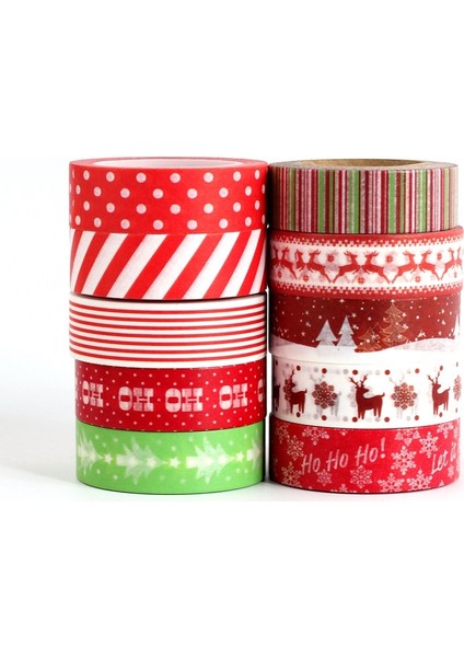 J Tarzı Yenı 1 Adet Dekoratif Noel ve Cadılar Bayramı Washi Bant Seti Pirinç Kağıdı Dıy Scrapbooking Yapışkan Maskeleme Bandı 1.5 cm * 10 M Kırtasiye (Yurt Dışından)