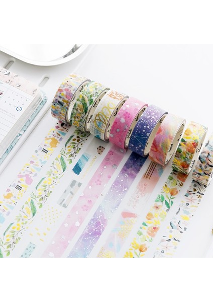 No.9 Tarzı Çeşitli Çiçekli Folyo Washi Bant Dıy Dekoratif Maskeleme Scrapbooking ve Telefon Dekorasyonu Için Yapışkan Yapışkan Bant (Yurt Dışından)