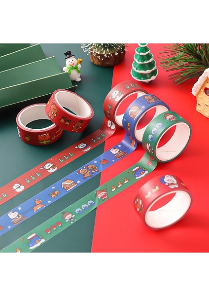 E Stili Noel Tatil Maskeleme Bandı Washi Bantlar El Hesabı Malzemesi Scrapbooking El Sanatları Için Diy Sarma ve Parti Malzemeleri (Yurt Dışından)