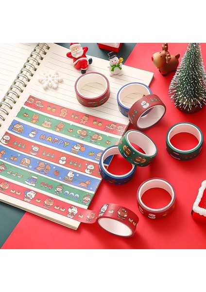 E Stili Noel Tatil Maskeleme Bandı Washi Bantlar El Hesabı Malzemesi Scrapbooking El Sanatları Için Diy Sarma ve Parti Malzemeleri (Yurt Dışından)