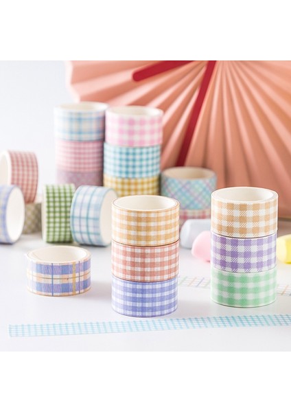 No.7 Tarzı Lot Renk Izgarası Washi Bant Seti Yapışkan Bant Dıy Scrapbooking Sticker Etiket Japon Maskeleme Bandı (Yurt Dışından) fiyatları