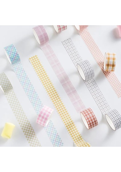 No.7 Tarzı Lot Renk Izgarası Washi Bant Seti Yapışkan Bant Dıy Scrapbooking Sticker Etiket Japon Maskeleme Bandı (Yurt Dışından) fırsatları