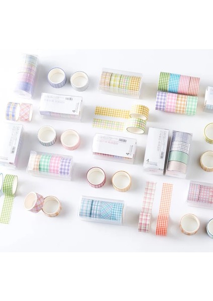 No.7 Tarzı Lot Renk Izgarası Washi Bant Seti Yapışkan Bant Dıy Scrapbooking Sticker Etiket Japon Maskeleme Bandı (Yurt Dışından) indirimleri