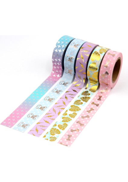G195 Stili 1x Folyo Washi Bant 15MM * 10M Renkli Scrapbooking Araçları Sevimli Adhesiva Decorativa Japon Kırtasiye Washi Bantlar (Yurt Dışından) indirimleri
