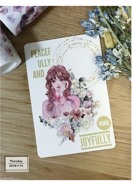 Pet 6CMX3M Stili Geniş Washi Bant Çiçek Çiçek Maskeleme Bandı Kırtasiye Dekoratif Scrapbooking Etiketler Dergisi Dekor (Yurt Dışından)