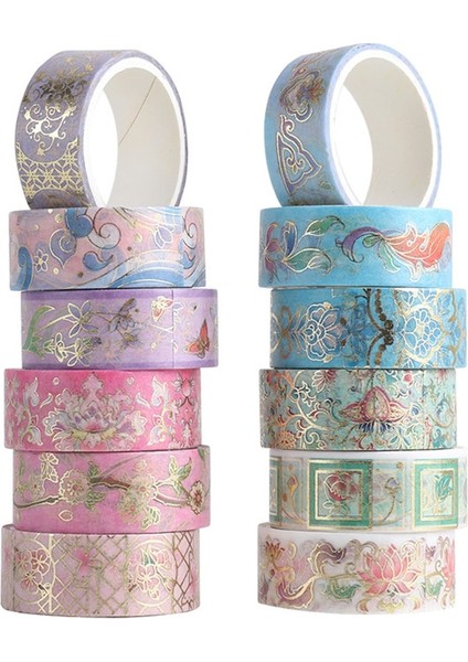 Sarı Stil Washi Bant Seti Çiçek Maskeleme Bantları Vintage Çıkartmalar Adesiva Starry Sky Scrapbooking Altın Yaprak Washitape Kawaii Süslemeleri (Yurt Dışından)