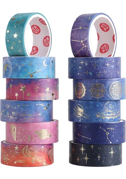 Sarı Stil Washi Bant Seti Çiçek Maskeleme Bantları Vintage Çıkartmalar Adesiva Starry Sky Scrapbooking Altın Yaprak Washitape Kawaii Süslemeleri (Yurt Dışından)