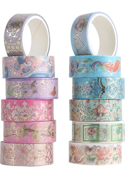 Sarı Stil Washi Bant Seti Çiçek Maskeleme Bantları Vintage Çıkartmalar Adesiva Starry Sky Scrapbooking Altın Yaprak Washitape Kawaii Süslemeleri (Yurt Dışından)