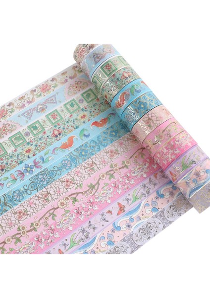 Sarı Stil Washi Bant Seti Çiçek Maskeleme Bantları Vintage Çıkartmalar Adesiva Starry Sky Scrapbooking Altın Yaprak Washitape Kawaii Süslemeleri (Yurt Dışından)