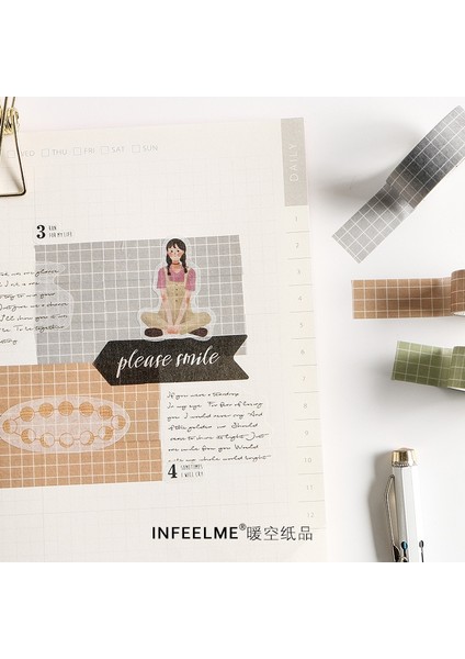 Bir Stil Ack Vinatge Izgara Washi Bant Yapışkan Bant Diy Scrapbooking Sticker Etiket Zanaat Maskeleme Bandı (Yurt Dışından) indirimleri