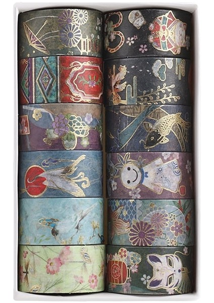 F Stili Et Maskeleme Bandı Altın Folyo Washi Bant Dekoratif Yapışkan Bant Sticker Scrapbooking Günlüğü Planlayıcısı Kırtasiye (Yurt Dışından)