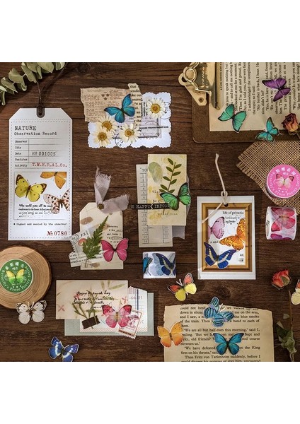 E Stili Vintage Kelebek Washi Bantlar Karalama Defteri Diy El Sanatları Planlamacılar Hediye Paketleme Için Geniş Renkli Dekoratif Maskeleme Kağıt Bant (Yurt Dışından) fırsatları