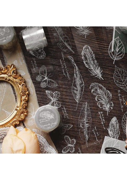 No.2 Tarzı Vintage Bitkiler Tüy Önemsizjournal Washi Bant Retro Kelebek Pet Dekoratif Yapışkan Bant Dıy Scrapbooking Sticker Etiket (Yurt Dışından) modelleri