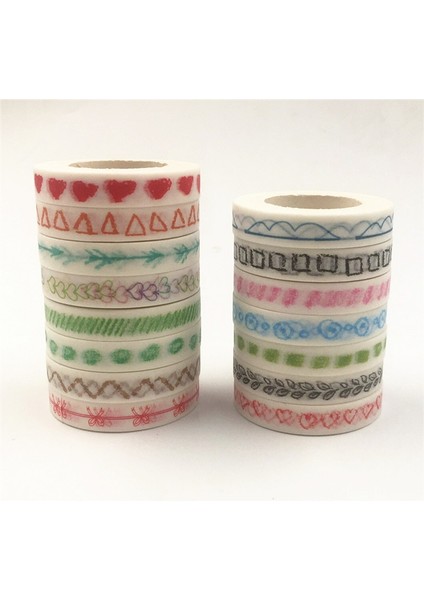 No.14 Tarzı Temel Gökkuşağı Kağıt Yapışkan Bant Günlüğü Kawaii Scrapbooking Dıy Craft Yapışkan Deco Japonya Maskeleme Washi Bant 10M x 8mm (Yurt Dışından)