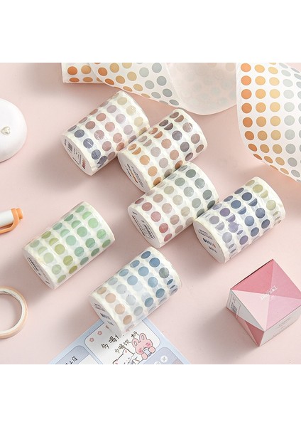 G Tarzı Daire Etiketler Degrade Renkli Nokta Washi Etiketler Yuvarlak Etiketler Scrapbooking Günlüğü Albümü Için Nokta Yazma Washi Bant (Yurt Dışından)