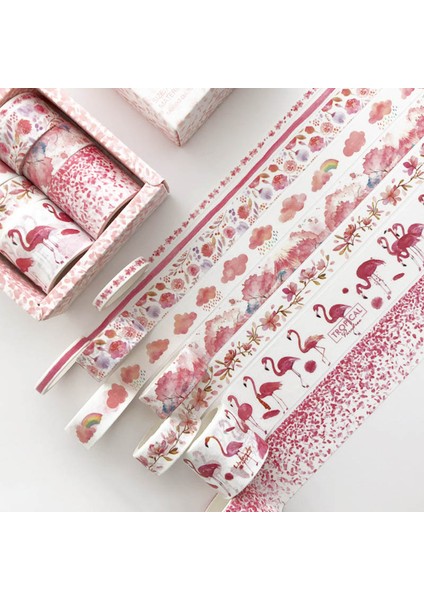 Pembe Tarzı Ack Yeşil Yapraklar Kaktüs Dergisi Washi Bant Seti Yapışkan Bant Dıy Scrapbooking Sticker Etiket Maskeleme Bantları Malzemeleri (Yurt Dışından)