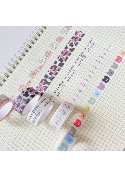 C Stili Ins Washi Bantlar Sevimli Gülen Ayı Lale Maskeleme Bandı Günlüğü Kırtasiye Sticker Dıy Dekor Dergisi Kore Scrapbooking Yapışkan Bant (Yurt Dışından) fırsatları
