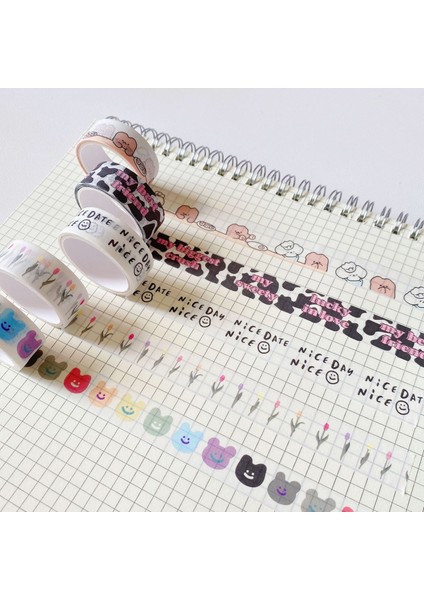 C Stili Ins Washi Bantlar Sevimli Gülen Ayı Lale Maskeleme Bandı Günlüğü Kırtasiye Sticker Dıy Dekor Dergisi Kore Scrapbooking Yapışkan Bant (Yurt Dışından) indirimleri