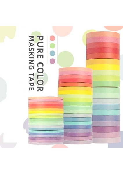 7.5mm Tarzı Washi Bant Seti Gökkuşağı Dekoratif Washi Bant Kırtasiye Renkli Temel Günlük Maskeleme Bandı Yapıştırıcı Washitape (Yurt Dışından)