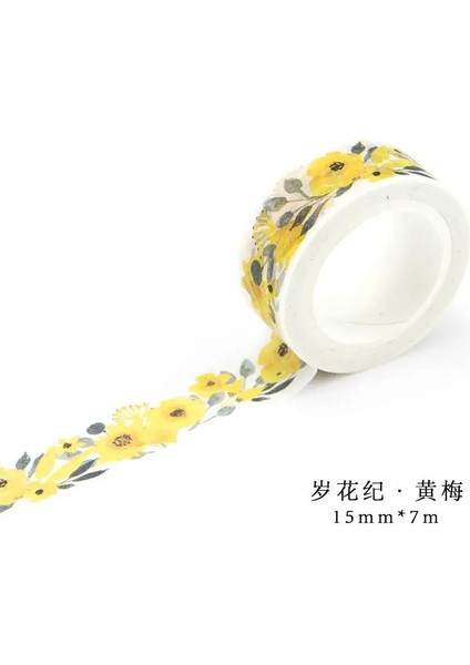 F Stili Romantik Çiçek Kağıt Washi Bant 15MM * 7m Çiçekler Maskeleme Bantları Dekoratif Çıkartmalar Dıy Kırtasiye Okul Malzemeleri (Yurt Dışından)