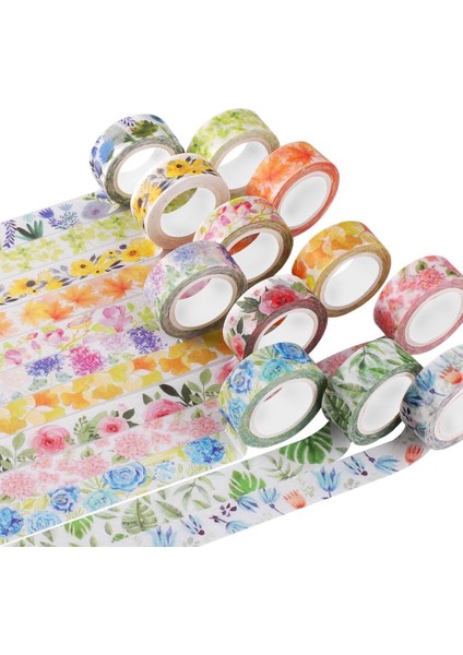 F Stili Romantik Çiçek Kağıt Washi Bant 15MM * 7m Çiçekler Maskeleme Bantları Dekoratif Çıkartmalar Dıy Kırtasiye Okul Malzemeleri (Yurt Dışından)