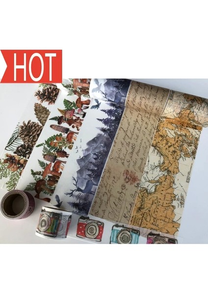 NO.2353 Tarzı S Beden Jiataihe Washi Bant Haritası Scrapbooking Kawaii Dekore Edilmiş Eski Altın Maskeleme Bandı Diy Harita, Ingilizce 1 Rollslot (Yurt Dışından)