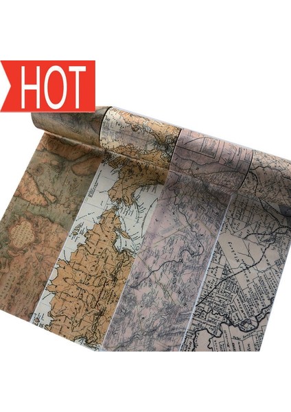 NO.2353 Tarzı S Beden Jiataihe Washi Bant Haritası Scrapbooking Kawaii Dekore Edilmiş Eski Altın Maskeleme Bandı Diy Harita, Ingilizce 1 Rollslot (Yurt Dışından)