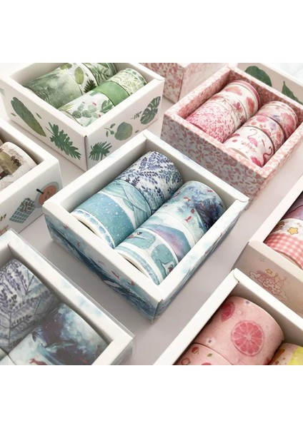 Pembe Tarzı Ack Yeşil Yapraklar Kaktüs Dergisi Washi Bant Seti Yapışkan Bant Dıy Scrapbooking Sticker Etiket Maskeleme Bantları Malzemeleri (Yurt Dışından) indirimleri