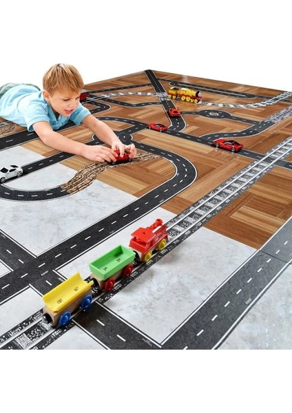 2 Adet C Tarzı M Demiryolu Tren Eğrisi Tasarım Kağıt Washi Bant Dıy Yol Trafik Yapışkan Bant Scrapbooking Sticker Etiket Maskeleme Bandı (Yurt Dışından)