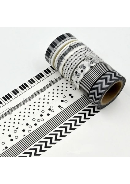 No.4 Tarzı 15MM * 10M Siyah ve Beyaz Yapışkan Bant Japon Washi Bant Dekoratif Bant Dıy Karalama Defteri Kağıdı Fotoğraf Albümü Maskeleme Bandı (Yurt Dışından) modelleri