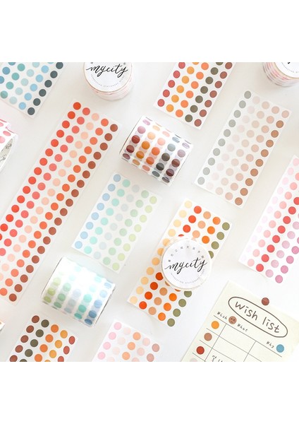 C Stili Washi Bant Renkli Nokta Çıkartmalar Günlüğü Albümü Scrapbooking Dekorasyon Dıy Etiket Çıkartmaları Okul Ofis Kırtasiye (Yurt Dışından) modelleri