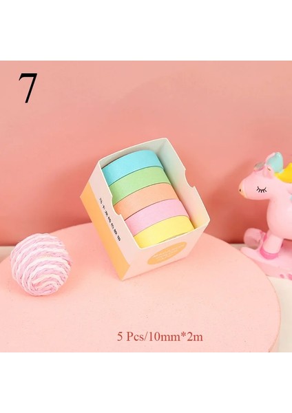 No.7 Tarzı Et Sevimli Izgara Şerit Washi Bant Düz Renk Maskeleme Bandı Dekoratif Yapışkan Bant Sticker Scrapbooking Planlayıcısı Kırtasiye (Yurt Dışından)