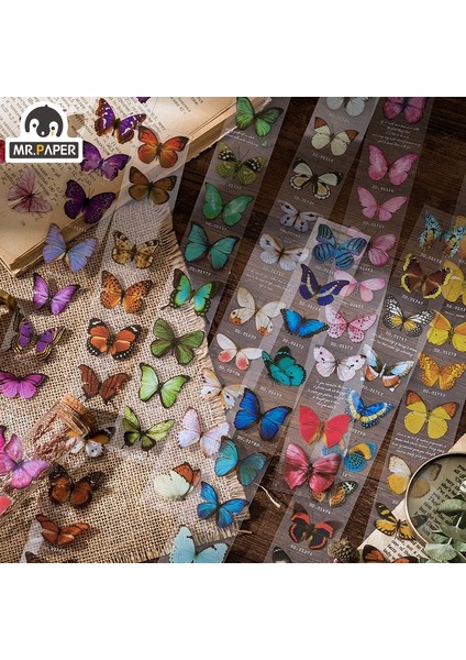 G Tarzı Mr.paper 8 Tasarımlar Kelebek Toplayıcı Serisi Vintage Retro Tarzı Uzun Şerit Ayrı Bant El Hesabı Dıy Dekorasyon Malzemesi (Yurt Dışından) modelleri