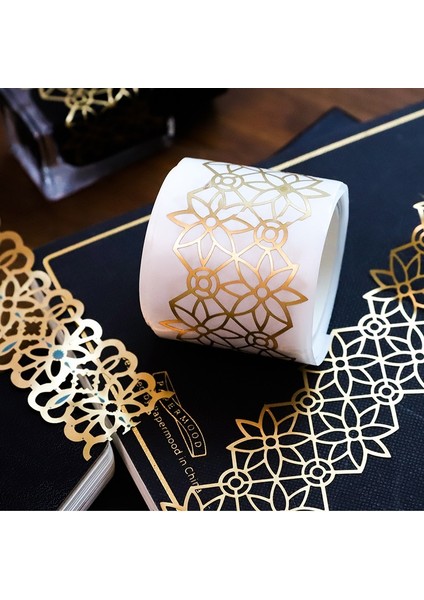No.12 Tarzı Retro Golden Hollow Serisi Dantel Washi Maskeleme Bandı Yayın Kağıt Çıkartmalar Scrapbooking Etiket Kırtasiye Dekoratif Bant (Yurt Dışından)
