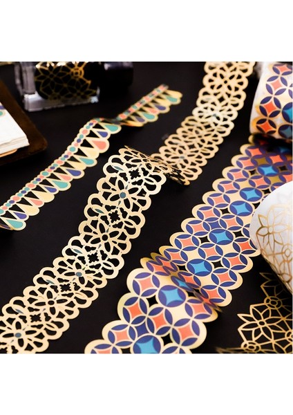 No.12 Tarzı Retro Golden Hollow Serisi Dantel Washi Maskeleme Bandı Yayın Kağıt Çıkartmalar Scrapbooking Etiket Kırtasiye Dekoratif Bant (Yurt Dışından)