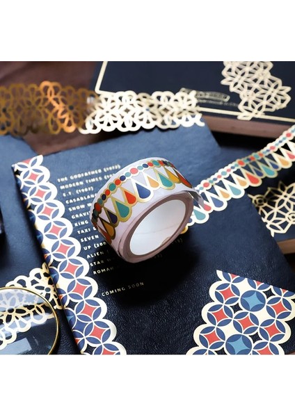 No.12 Tarzı Retro Golden Hollow Serisi Dantel Washi Maskeleme Bandı Yayın Kağıt Çıkartmalar Scrapbooking Etiket Kırtasiye Dekoratif Bant (Yurt Dışından)