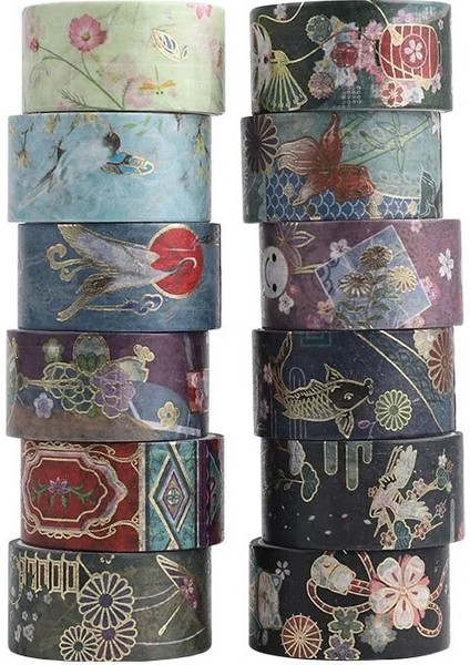 Xi Yu Et Altın Varak Washi Bant Eski Japon Gümrük Dekoratif Bant Maskeleme Bandı Sticker Scrapbooking Günlüğü Kırtasiye (Yurt Dışından)