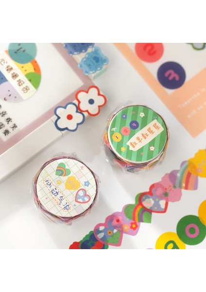 B Tarzı Rulo Renkli Numarası Alfabe Kalp Washi Bant Maskeleme Dıy Scrapbooking Sticker Kırtasiye (Yurt Dışından)