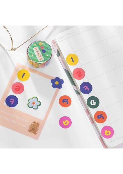 B Tarzı Rulo Renkli Numarası Alfabe Kalp Washi Bant Maskeleme Dıy Scrapbooking Sticker Kırtasiye (Yurt Dışından)