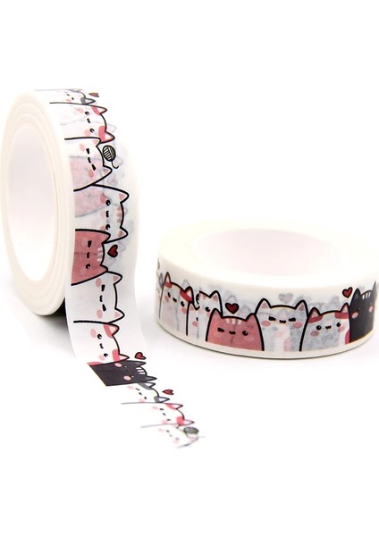 A363 Stili 2021 Yeni M Kedi Küçük Kalpli Kedi Paws Kedi Dikişsiz Dekoratif Washi Bant Scrapbooking Maskeleme Bandı Okul Ofis Tedarik (Yurt Dışından)