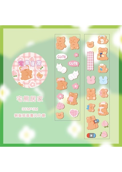 F Stili Sevimli Ayı Kulübü Serisi Maskeleme Washi Bant Kawaii Karikatür Sanat Dekoratif Yapışkan Bant Diy Scrapbooking Sticker Etiket Kırtasiye (Yurt Dışından)