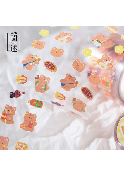 F Stili Sevimli Ayı Kulübü Serisi Maskeleme Washi Bant Kawaii Karikatür Sanat Dekoratif Yapışkan Bant Diy Scrapbooking Sticker Etiket Kırtasiye (Yurt Dışından)