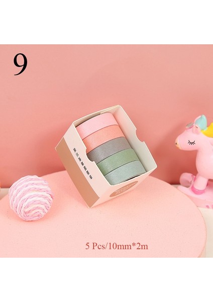 No.9 Tarzı Et Sevimli Izgara Şerit Washi Bant Düz Renk Maskeleme Bandı Dekoratif Yapışkan Bant Sticker Scrapbooking Planlayıcısı Kırtasiye (Yurt Dışından)