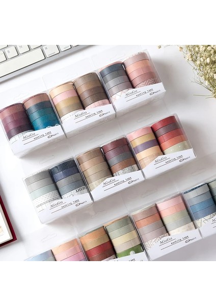 No.6 Tarzı Et Retro Gösterim Maskeleme Washi Bant Dekoratif Yapışkan Bant Seti Decora Diy Scrapbooking Sticker Etiket Kırtasiye (Yurt Dışından) modelleri