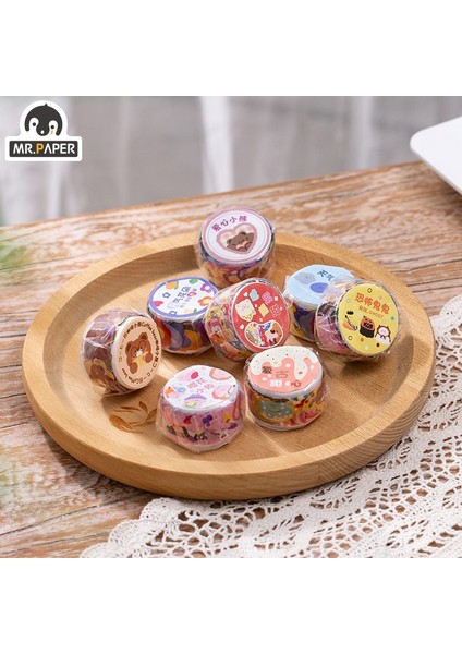 B Tarzı Mr.paper Roll 8 Tasarımlar Sweetheart Bubble Machine Serisi Ins Style Washi Bant Dekoratif Bant Dıy Karalama Defteri Sticker (Yurt Dışından)