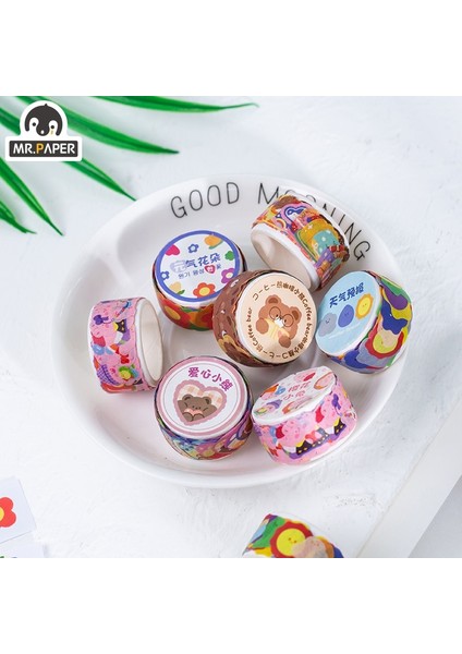 B Tarzı Mr.paper Roll 8 Tasarımlar Sweetheart Bubble Machine Serisi Ins Style Washi Bant Dekoratif Bant Dıy Karalama Defteri Sticker (Yurt Dışından)