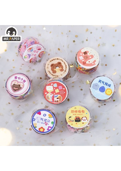 B Tarzı Mr.paper Roll 8 Tasarımlar Sweetheart Bubble Machine Serisi Ins Style Washi Bant Dekoratif Bant Dıy Karalama Defteri Sticker (Yurt Dışından)